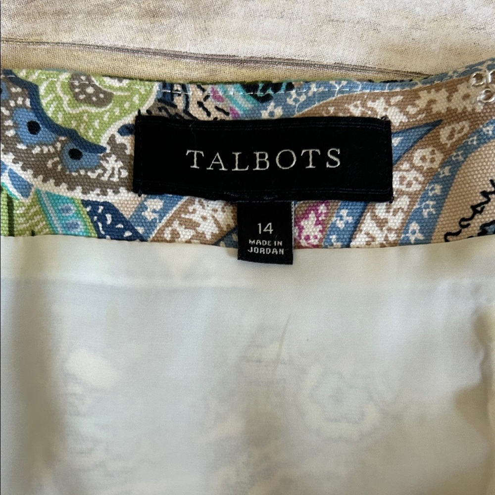 Talbots Paisley Pencil Skirt - Green, Blue, Pink, Black - Picture 2 of 5